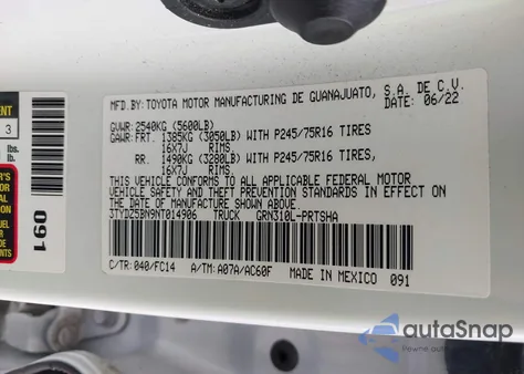 2022 Toyota Tacoma Double Cab/Sr5/Trd Sport/Trd Off Road из США, поврежденный, VIN 3TYDZ5BN9NT014906